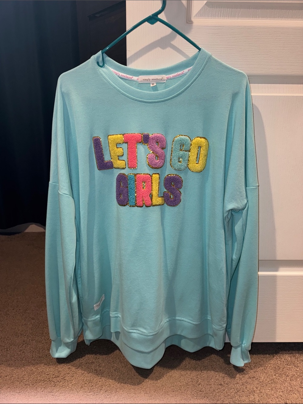 Simply Southern Light Blue "LET'S GO GIRLS" Crewneck Sweatshirt